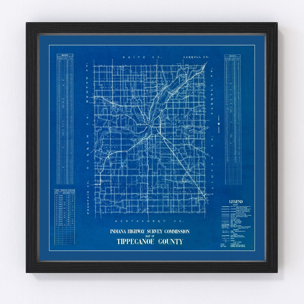 Vintage Map of Tippecanoe County, Indiana 1936