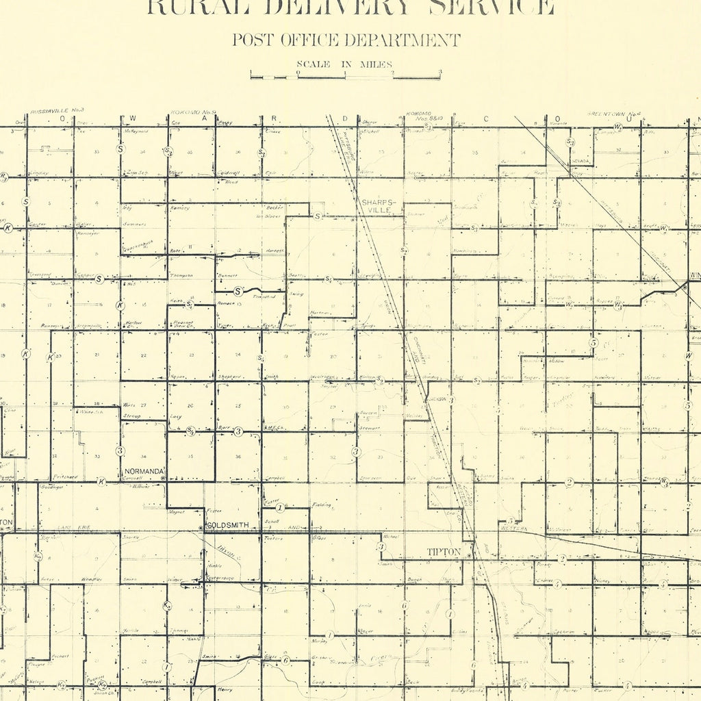 Vintage Map of Tipton County, Indiana 1910