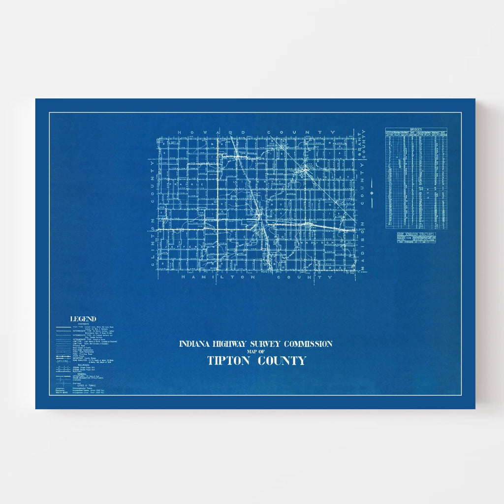 Vintage Map of Tipton County, Indiana 1936