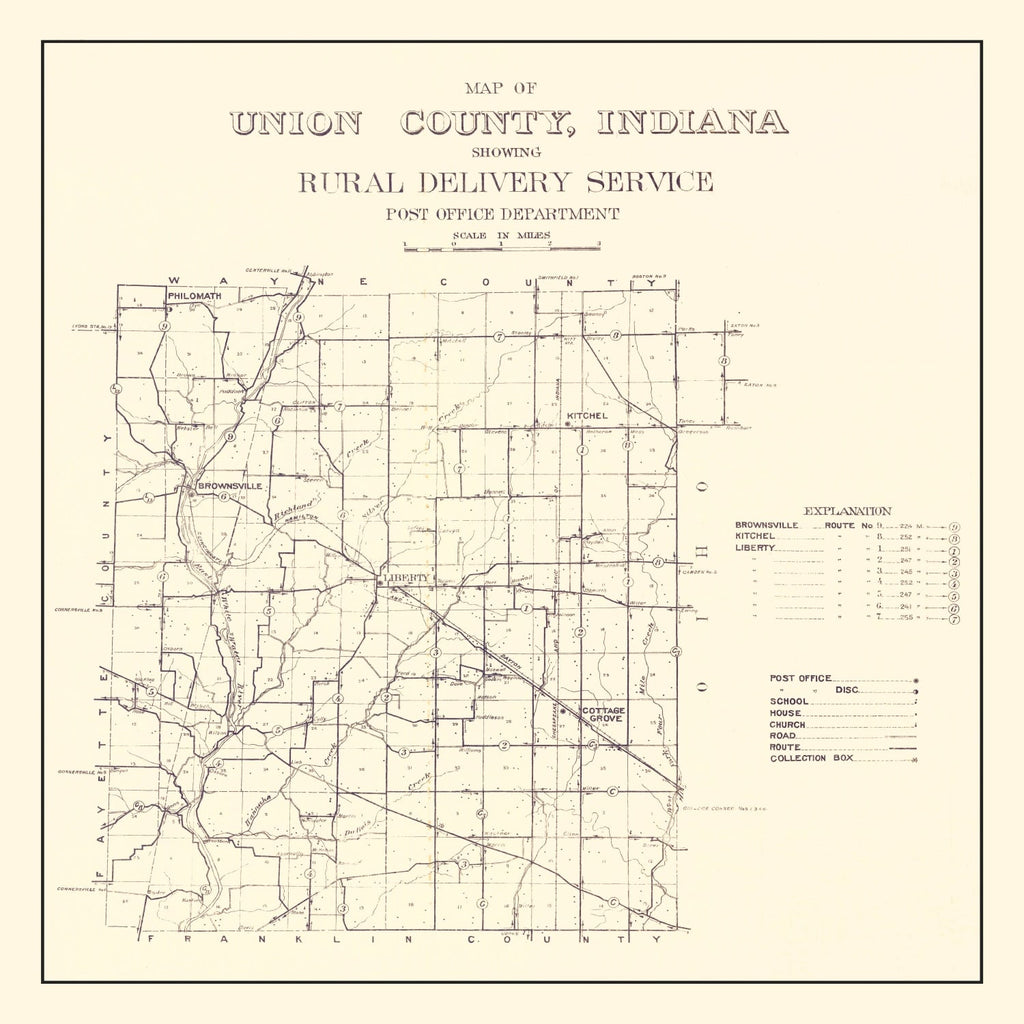 Vintage Map of Union County, Indiana 1911