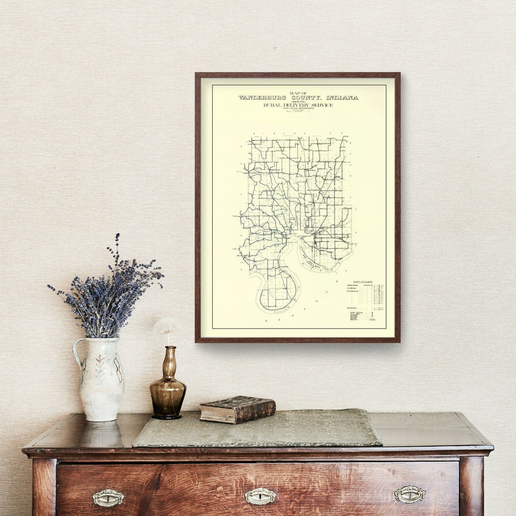 Vintage Map of Vanderburgh County, Indiana 1908