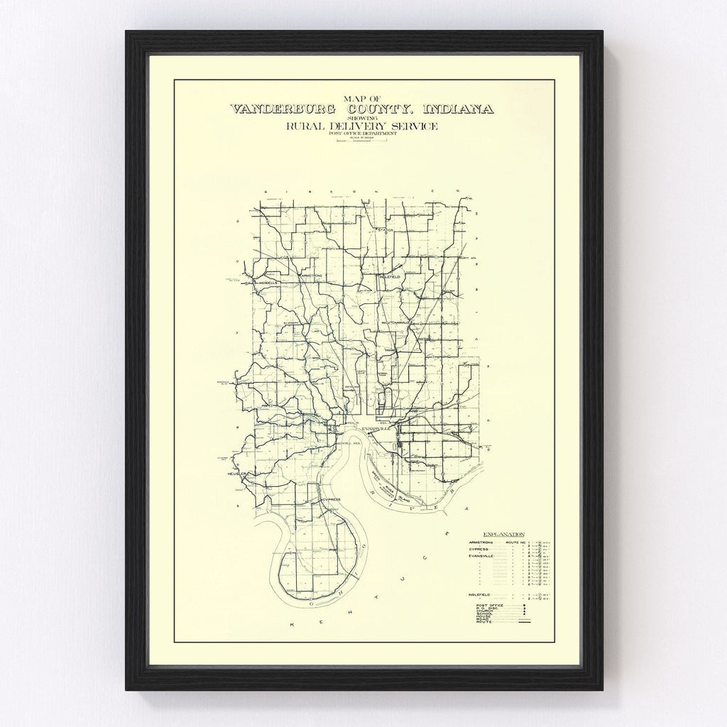 Vintage Map of Vanderburgh County, Indiana 1908