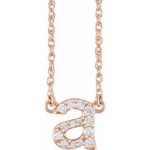 14K Rose Gold 1/8 CTW Natural Diamond Lowercase Initial A 16" Necklace
