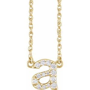 14K Yellow Gold 1/8 CTW Natural Diamond Lowercase Initial A 16" Necklace