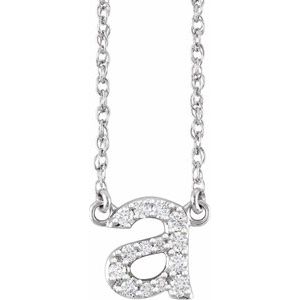 14K White Gold 1/8 CTW Natural Diamond Lowercase Initial A 16" Necklace