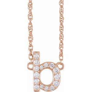 14K Rose Gold 1/8 CTW Natural Diamond Lowercase Initial B 16" Necklace