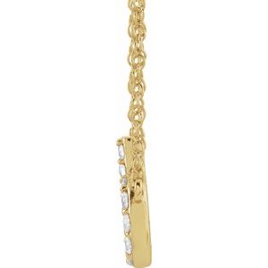 14K Yellow Gold 1/8 CTW Natural Diamond Lowercase Initial B 16" Necklace