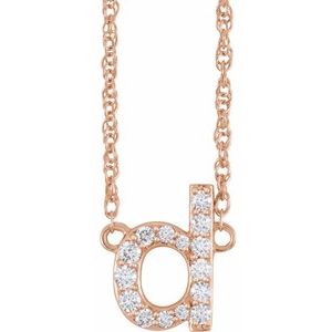 14K Rose Gold 1/8 CTW Natural Diamond Lowercase Initial D 16" Necklace