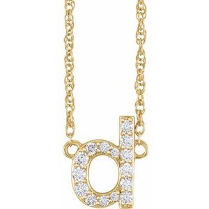 14K Yellow Gold 1/8 CTW Natural Diamond Lowercase Initial D 16" Necklace