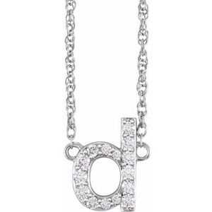 14K White Gold 1/8 CTW Natural Diamond Lowercase Initial D 16" Necklace