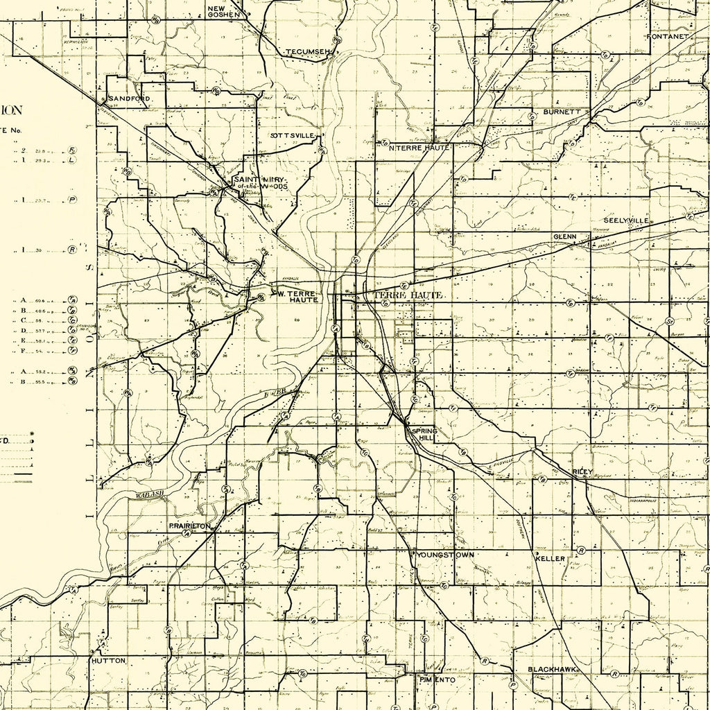 Vintage Map of Vigo County, Indiana 1909