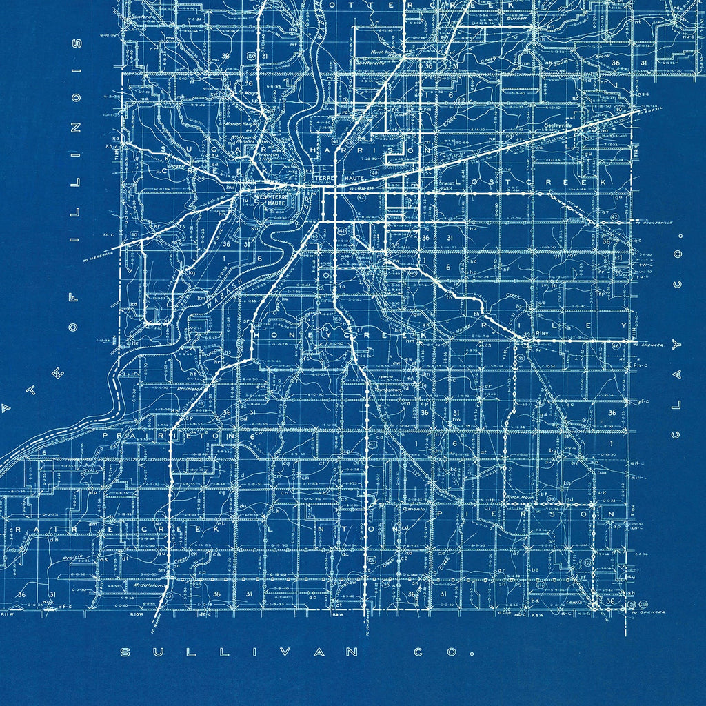 Vintage Map of Vigo County, Indiana 1936