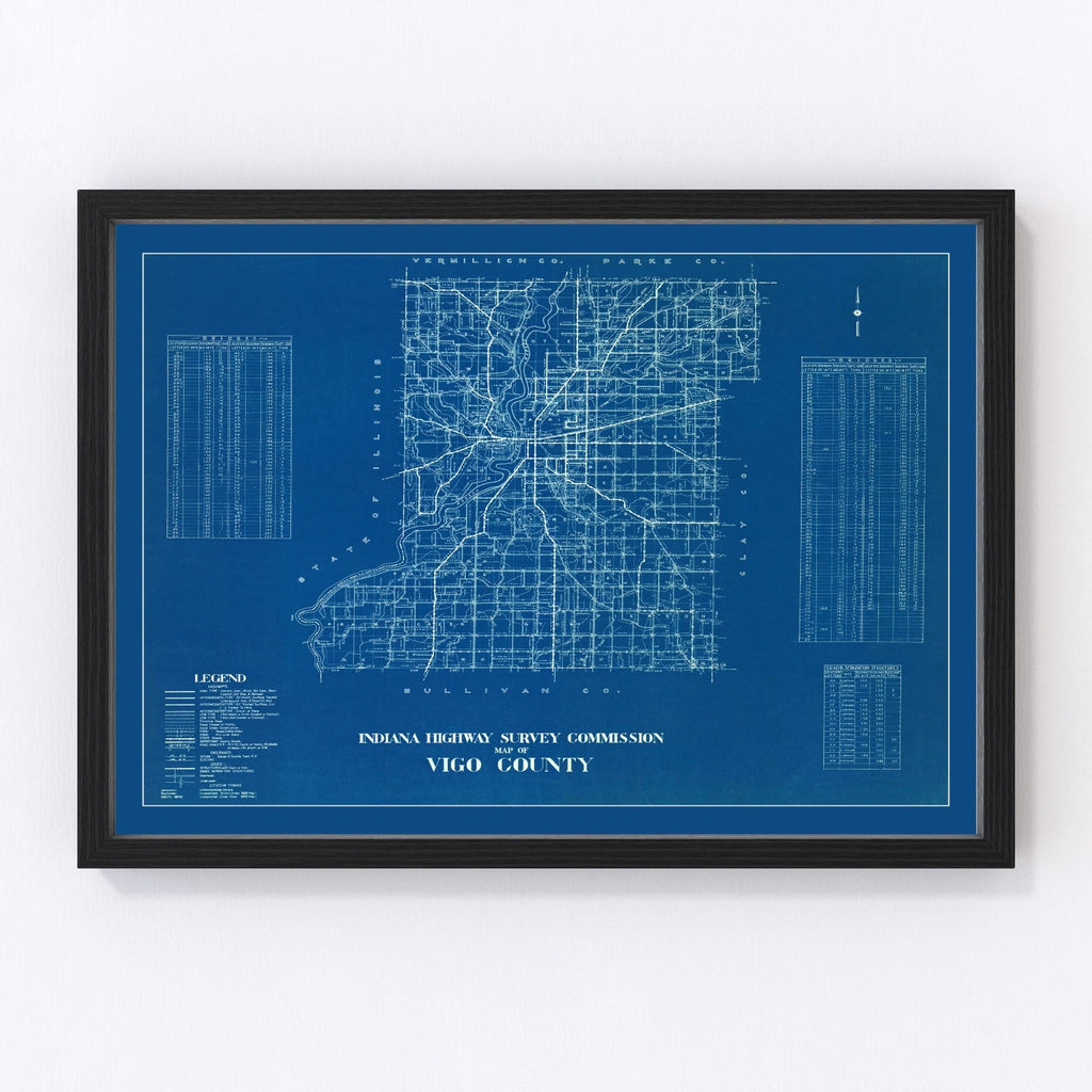Vintage Map of Vigo County, Indiana 1936