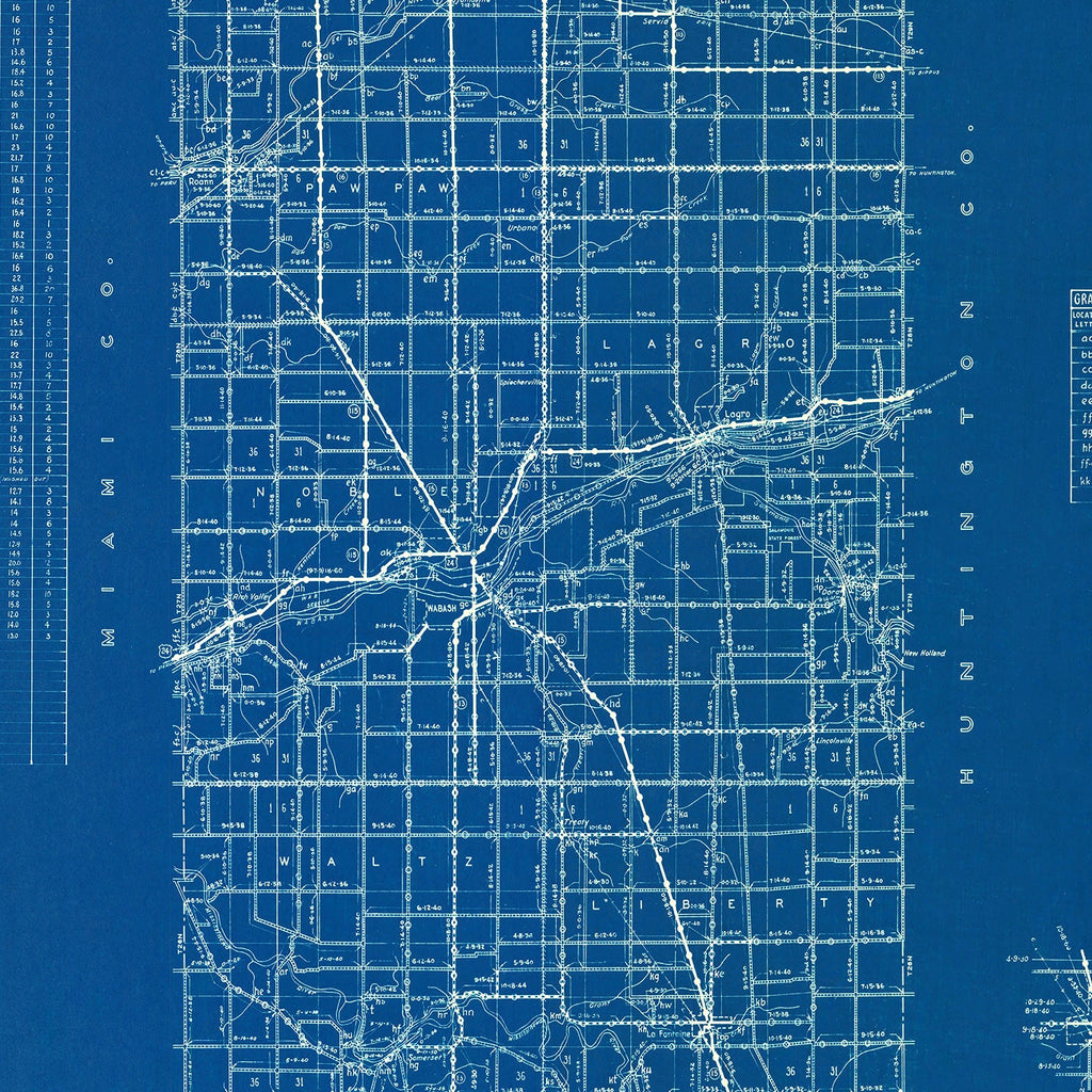 Vintage Map of Wabash County, Indiana 1936