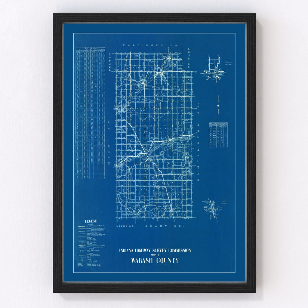 Vintage Map of Wabash County, Indiana 1936