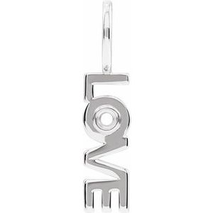14K White Gold 2 mm Round Accented Love Charm/Pendant Mounting – image 7