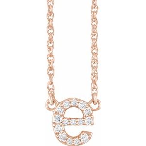 14K Rose Gold .08 CTW Natural Diamond Lowercase Initial E 16" Necklace