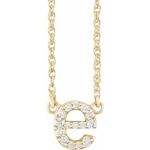14K Yellow Gold .08 CTW Natural Diamond Lowercase Initial E 16" Necklace