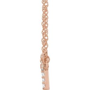 14K Rose Gold .08 CTW Natural Diamond Lowercase Initial F 16" Necklace