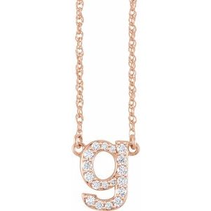 14K Rose Gold 1/6 CTW Natural Diamond Lowercase Initial G 16" Necklace