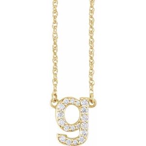 14K Yellow Gold 1/6 CTW Natural Diamond Lowercase Initial G 16" Necklace