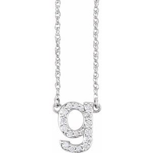 14K White Gold 1/6 CTW Natural Diamond Lowercase Initial G 16" Necklace