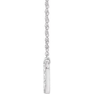 14K White Gold .08 CTW Natural Diamond Lowercase Initial F 16" Necklace