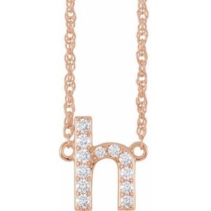 14K Rose Gold 1/8 CTW Natural Diamond Lowercase Initial H 16" Necklace