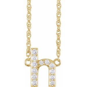 14K Yellow Gold 1/8 CTW Natural Diamond Lowercase Initial H 16" Necklace