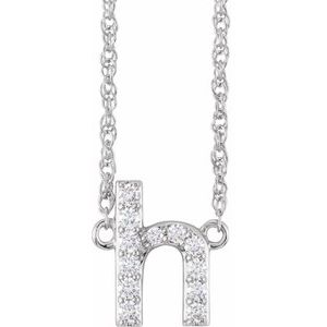 14K White Gold 1/8 CTW Natural Diamond Lowercase Initial H 16" Necklace