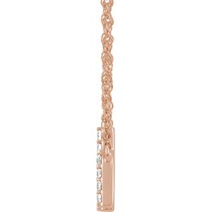 14K Rose Gold 1/8 CTW Natural Diamond Lowercase Initial H 16" Necklace