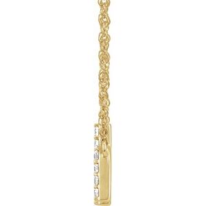 14K Yellow Gold 1/8 CTW Natural Diamond Lowercase Initial H 16" Necklace