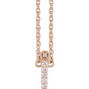 14K Rose Gold .07 CTW Natural Diamond Lowercase Initial I 16" Necklace