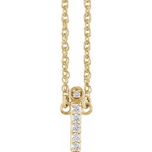 14K Yellow Gold .07 CTW Natural Diamond Lowercase Initial I 16" Necklace