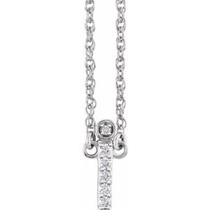 14K White Gold .07 CTW Natural Diamond Lowercase Initial I 16" Necklace