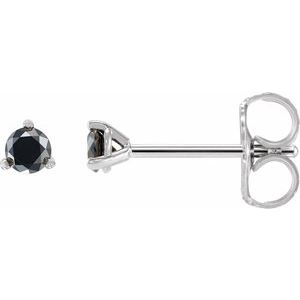 14K White Gold 1/3 CTW Natural Black Diamond  Earrings