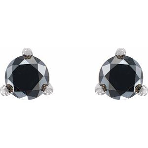 14K White Gold 1/3 CTW Natural Black Diamond  Earrings – image 2