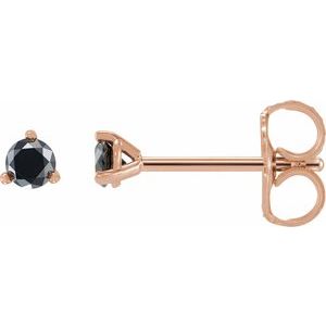 14K Rose Gold 1/3 CTW Natural Black Diamond  Earrings