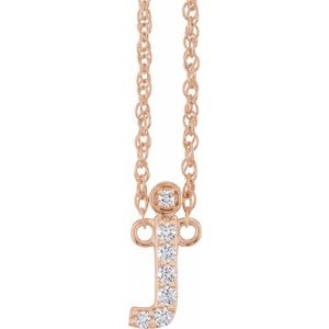 14K Rose Gold .06 CTW Natural Diamond Lowercase Initial J 16" Necklace