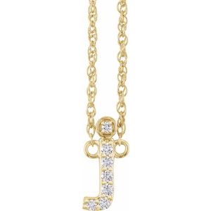 14K Yellow Gold .06 CTW Natural Diamond Lowercase Initial J 16" Necklace