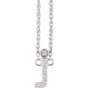 14K White Gold .06 CTW Natural Diamond Lowercase Initial J 16" Necklace