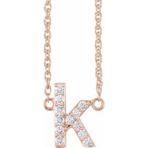 14K Rose Gold 1/8 CTW Natural Diamond Lowercase Initial K 16" Necklace