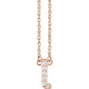 14K Rose Gold 1/6 CTW Natural Diamond Lowercase Initial L 16" Necklace