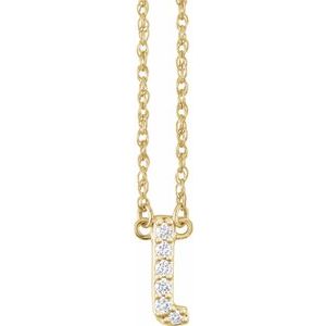 14K Yellow Gold 1/6 CTW Natural Diamond Lowercase Initial L 16" Necklace