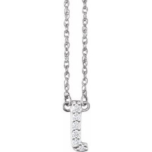 14K White Gold 1/6 CTW Natural Diamond Lowercase Initial L 16" Necklace