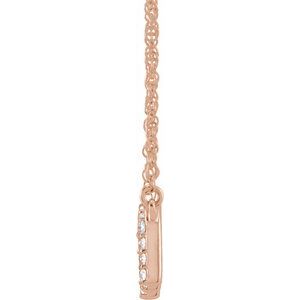 14K Rose Gold 1/6 CTW Natural Diamond Lowercase Initial M 16" Necklace