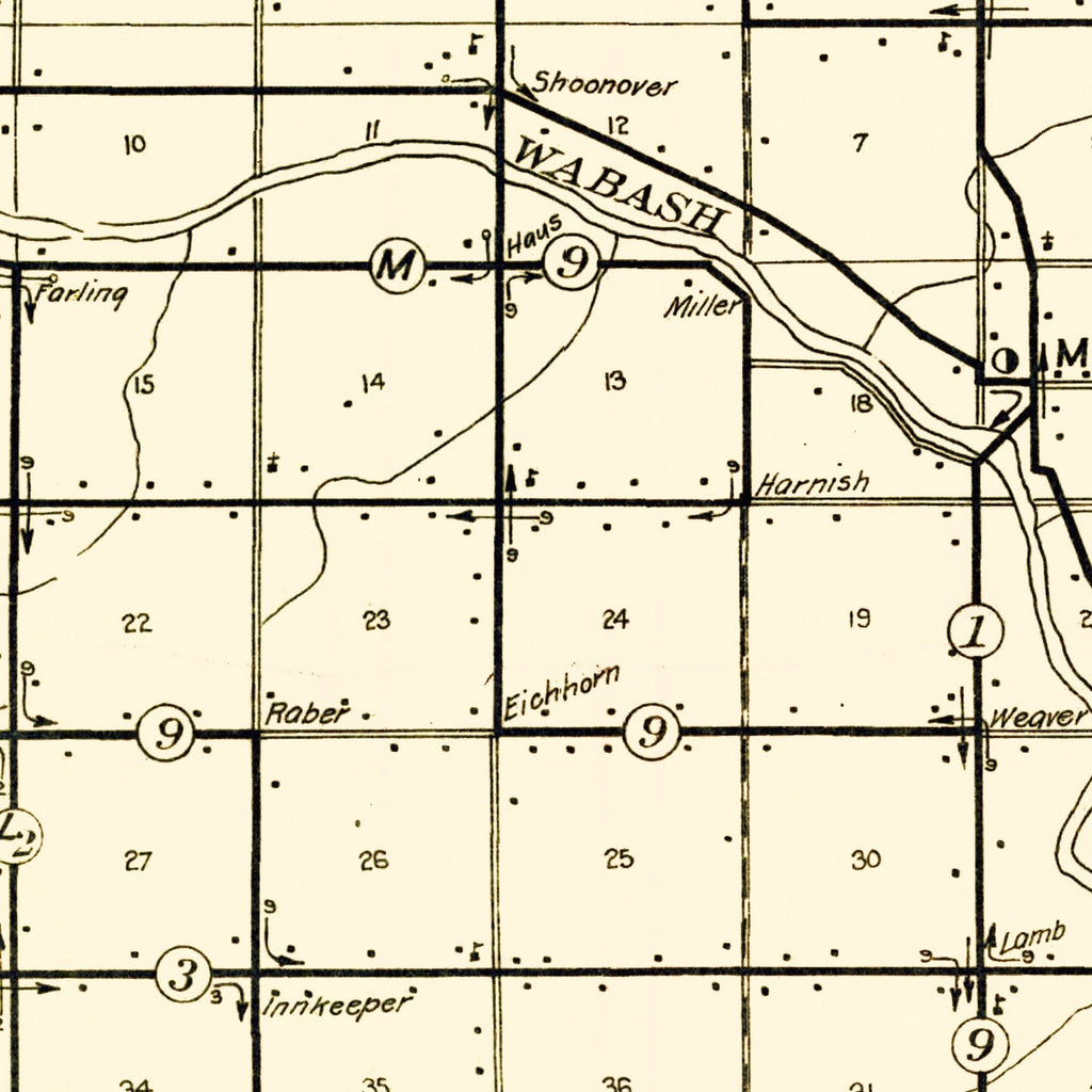 Vintage Map of Wells County, Indiana 1911
