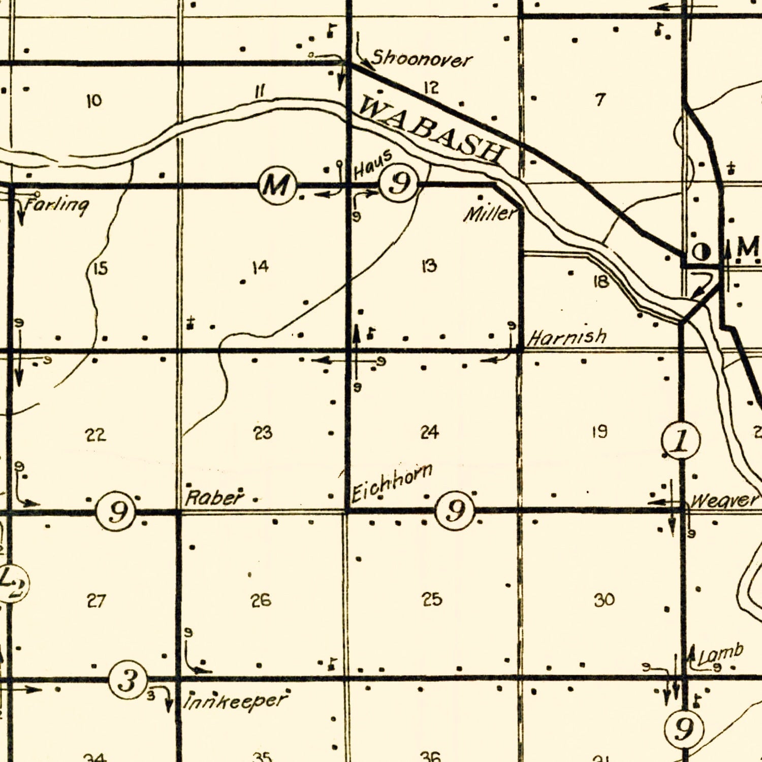 Vintage Map of Wells County, Indiana 1911