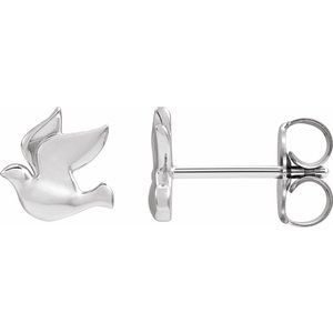 14K White Holy Spirit Dove Earrings