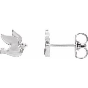 14K White Holy Spirit Dove Right Earring